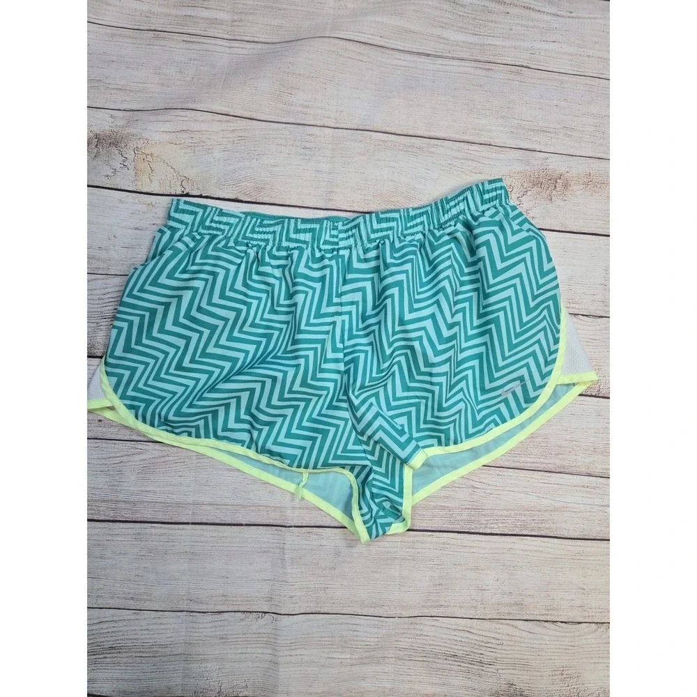 Nike Running Shorts Women's Size Large Dri Fit Tempo Green‎ Lined Drawstring